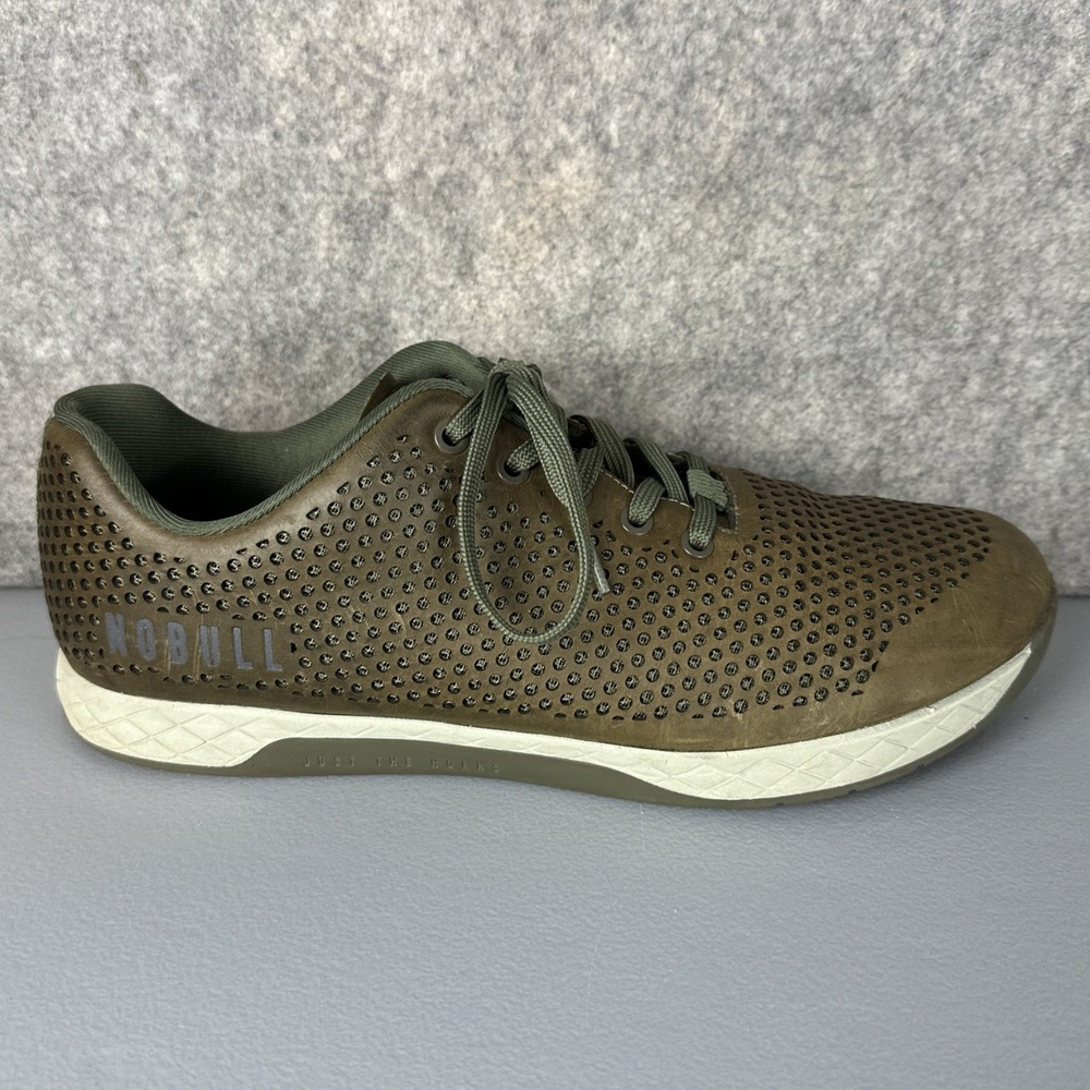 NOBULL Shoes Mens 12.5 Olive Green Perforated Leather Trainer Climbing Womens 14